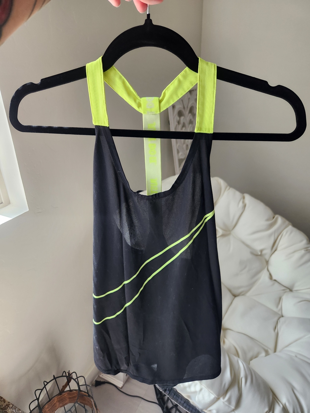 Nike Black Tank Top with Neon Yellow Straps